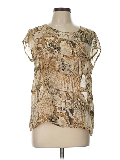 Pre-owned Sunny Leigh Short Sleeve Blouse In Gold