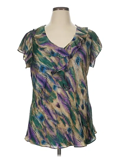 Pre-owned Sunny Leigh Short Sleeve Blouse In Green