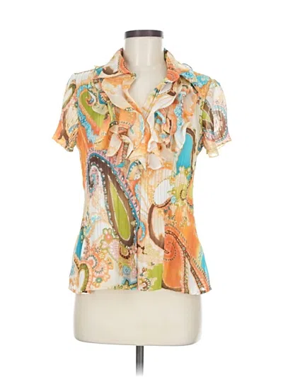 Pre-owned Sunny Leigh Short Sleeve Blouse In Orange