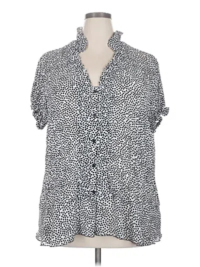 Pre-owned Sunny Leigh Short Sleeve Blouse In Silver