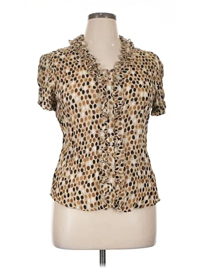 Pre-owned Sunny Leigh Short Sleeve Blouse In Tan