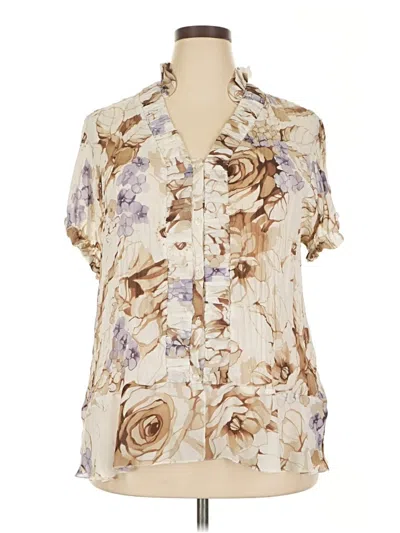 Pre-owned Sunny Leigh Short Sleeve Blouse In White