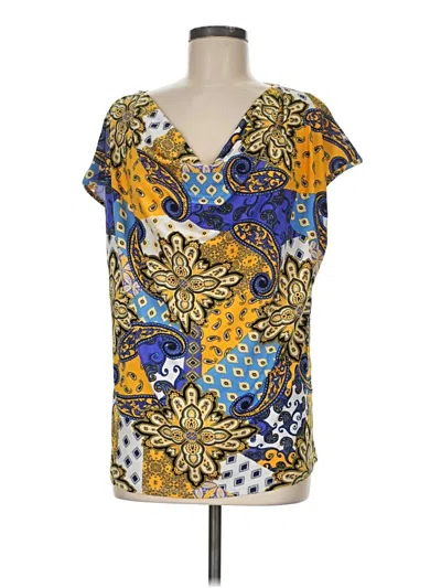 Pre-owned Sunny Leigh Short Sleeve Blouse In Yellow