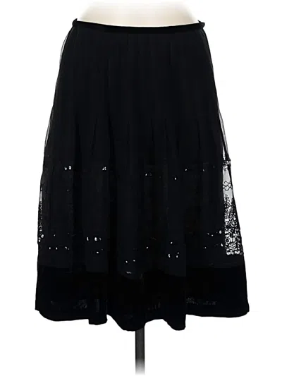 Pre-owned Sunny Leigh Silk Skirt In Black