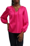 Sunny Leigh Solid Tie Blouse In Pink