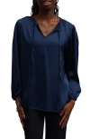 Sunny Leigh Solid Tie Blouse In Blue