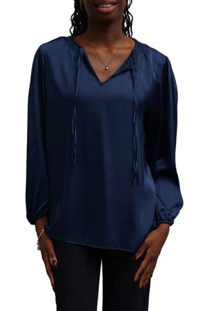 Sunny Leigh Solid Tie Blouse In Blue