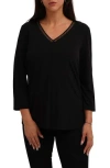 Sunny Leigh Solid V-neck Top In Black