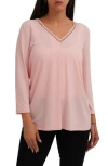 Sunny Leigh Solid V-neck Top In Pink