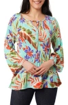 Sunny Leigh Tie Front Pleated Top In Multi
