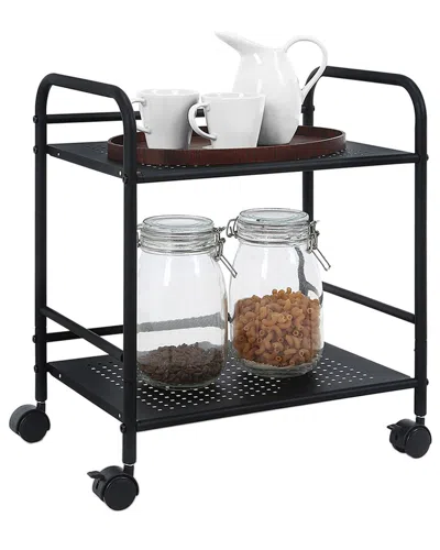 Sunny Point Sunnypoint 2-tier Metal Rolling Utility Cart In Black