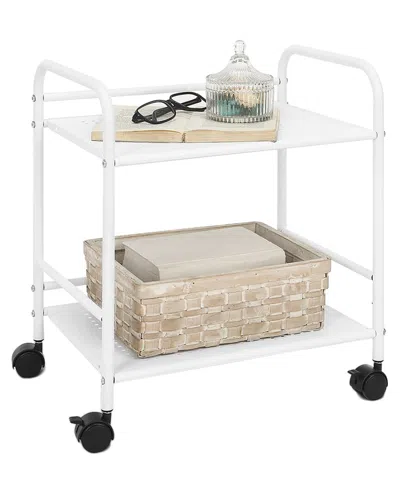 Sunny Point Sunnypoint 2-tier Metal Rolling Utility Cart In White
