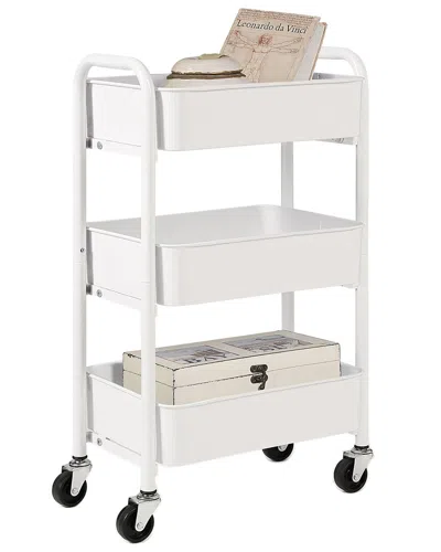Sunny Point Sunnypoint Metal Compact 3 -tier Rolling Cart In White