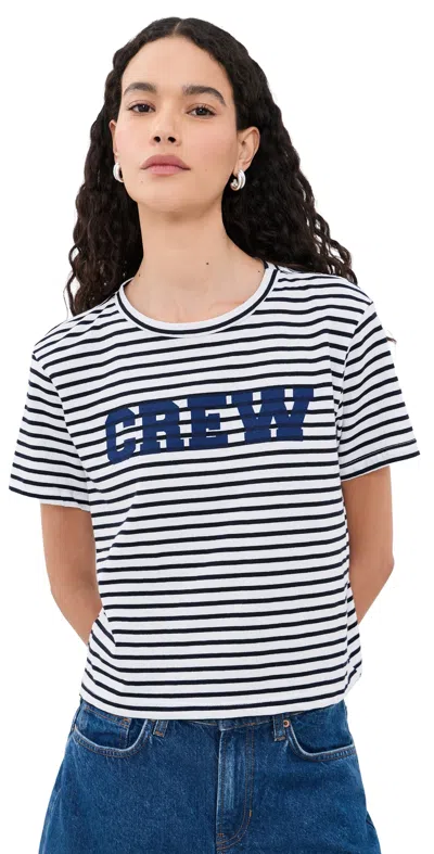 Sunny Somewhere Crew Stripe Tee Navy Stripe In Blue