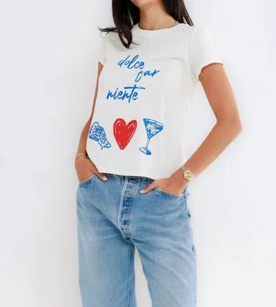 Sunny Somewhere Dolce Far Niente Femme Crew Top In Off White