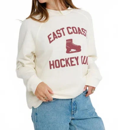 Sunny Somewhere East Coast Hockey Club Raglan Crew Top In Off White In Neutral
