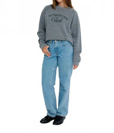 Sunny Somewhere Homebody Club Raglan Crew Sweatshirt In Blue