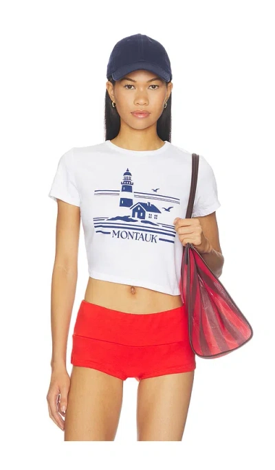 Sunny Somewhere Montauk Lighthouse Tiny Tee In White