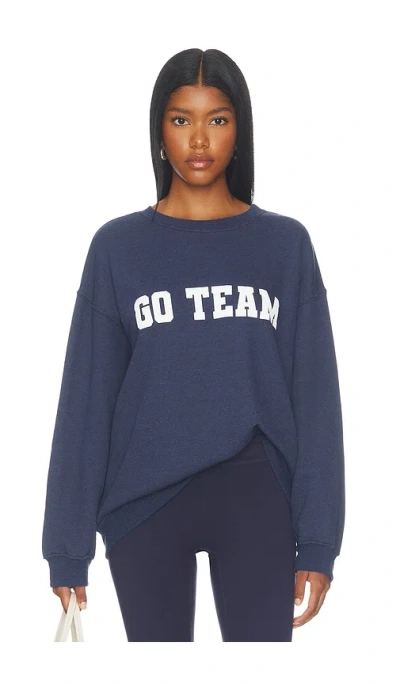 Sunny Somewhere Navy Go Team Oversized Crew Sweater