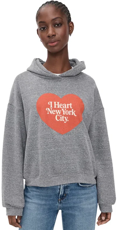 Sunny Somewhere Nyc Heart Classic Hoodie Heather Grey In Gray