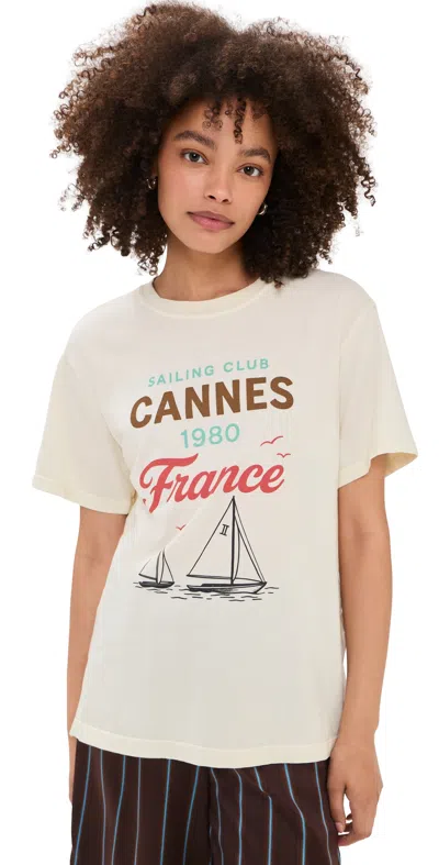 Sunny Somewhere Sailing Club Cannes Boyfriend Tee Off White