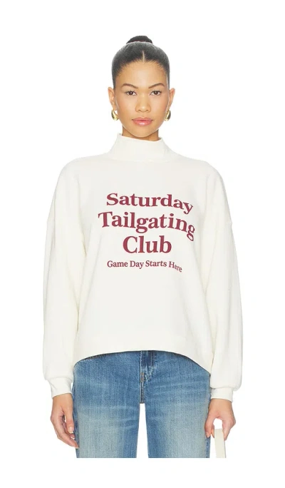 Sunny Somewhere Saturday Tailgating Club Mockneck Sweater In White