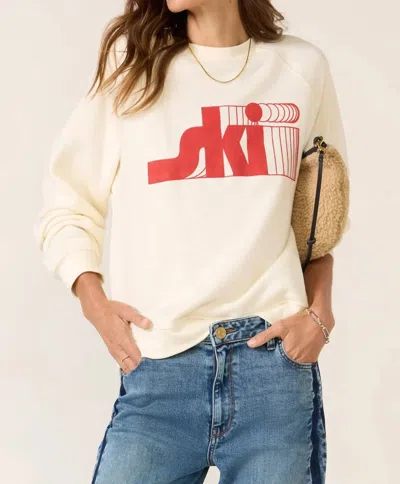 Sunny Somewhere Ski Raglan Crew Sweatshirt In Off White