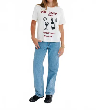 Sunny Somewhere Wine Lover Club Everyday Tee Top In Off White