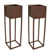 Sunnydaze - Jardinière Extérieure Surélevée En Acier Laminé À Froid De 8,25 Po - Noir - Ensemble De 2