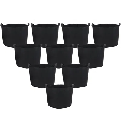 Sunnydaze 10-gallon Garden Grow Bag With Handles Nonwoven Polypropylene Fabric, Black, 10pc