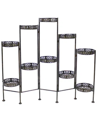SUNNYDAZE SUNNYDAZE 10-TIER BRONZE STEEL INDOOR/OUTDOOR FOLDING FLOWER PLANT STAND