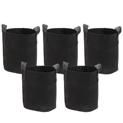 Sunnydaze 2-gallon Garden Grow Bag With Handles Non-woven Polypropylene Fabric, Black, 5pc