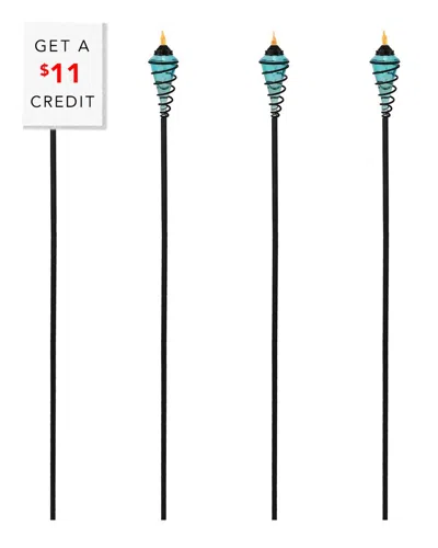 Sunnydaze 2-in-1 Metal Swirl With Blue Glass Outdoor Lawn Torch With $11 Credit