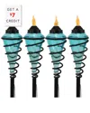 Sunnydaze Outdoor Adjustable Height Glass And Metal Swirl Patio And Lawn Torch Set - 4pk In Blue