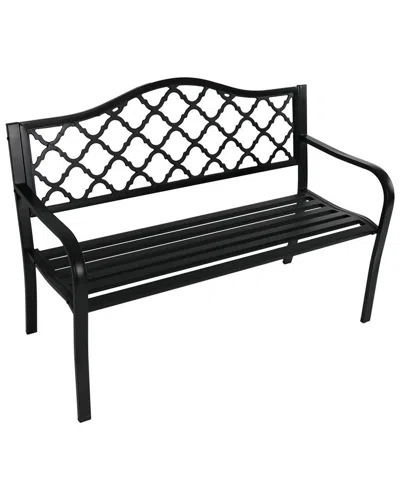 Sunnydaze 2-person Black Cast Iron Metal Lattice Outdoor Patio Garden Bench
