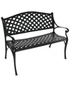 Sunnydaze 2-person Black Checkered Cast Aluminum Outdoor Patio Garden Bench In Black
