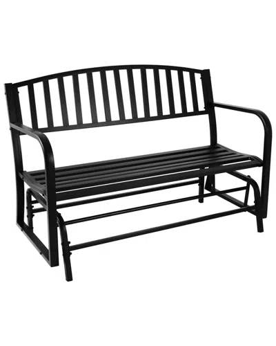 Sunnydaze 2-person Black Steel Metal Outdoor Patio Garden Glider Bench