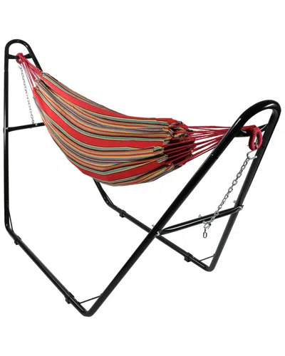 Sunnydaze 2-person Brazilian Cotton Hammock With Universal Steel Stand In Orange