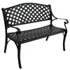 Sunnydaze 2-person Black Checkered Cast Aluminum Outdoor Patio Garden Bench