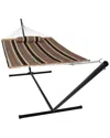 Sunnydaze 2-person Quilted Hammock W/ Heavy-duty Steel 15' Stand In Brown