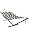 Sunnydaze 2-person Quilted Spreader Bar Hammock & 12' Stand In Black