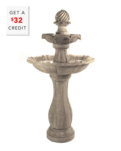 Sunnydaze 2-tier Arcade Solar Water Fountain W/ Battery With $32 Credit In Brown