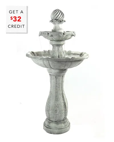 Sunnydaze 2-tier Arcade Solar Water Fountain W/ Battery With $32 Credit In White