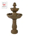 Sunnydaze 38"h Electric Resin 2-tier Blooming Flower Outdoor Water Feature In Brown