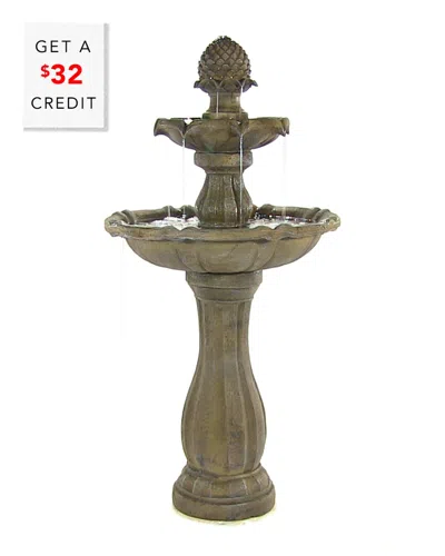 Sunnydaze 2-tier Pineapple Solar Fountain With Battery Backup With $32 Credit In Brown