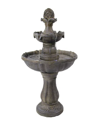 Sunnydaze 2 Tier Pineapple Solar Outdoor Water Fountain With Battery In Burgundy