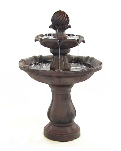 Sunnydaze 2-tier Solar Outdoor Fountain With Battery Backup In Brown