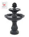 Sunnydaze Outdoor 2-tier Solar Powered Water Fountain With Battery Backup And Submersible Pump - 35" In Black