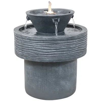 Sunnydaze Tranquil Streams Resin Outdoor Water Fountain In Grey