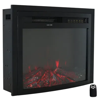 SUNNYDAZE 23-IN CONTEMPORARY COMFORT INDOOR ELECTRIC FIREPLACE RECESSED INSERT WITH LED LIGHTS - BLACK FINISH